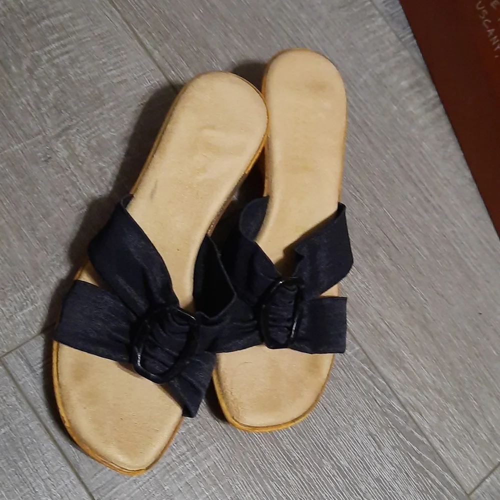 ITALIAN HANDMADE SHOES! Leather & Cork Heeled Sandals From Tuscany Wome…